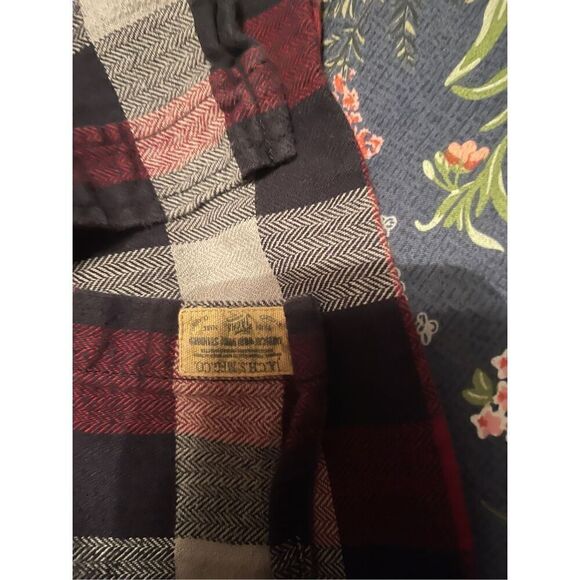 Jachs Mens Red & Black Plaid Long-Sleeve Button-Down Flannel Shirt Extra Large T - Picture 11 of 12